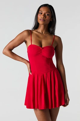 Rosette Corset Pleated Mini Dress