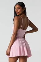 Rosette Corset Pleated Mini Dress