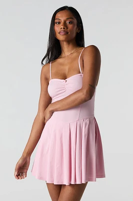 Rosette Corset Pleated Mini Dress