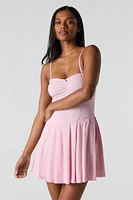 Rosette Corset Pleated Mini Dress