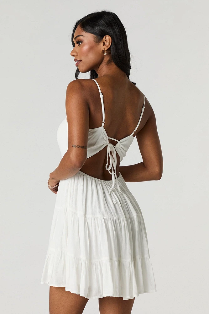 Tiered Mini Dress with Built-In Cups