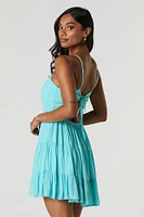 Tiered Mini Dress with Built-In Cups