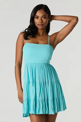 Tiered Mini Dress with Built-In Cups