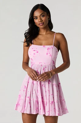 Tiered Mini Dress with Built-In Cups