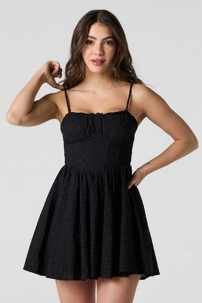 Eyelet Corset Mini Dress