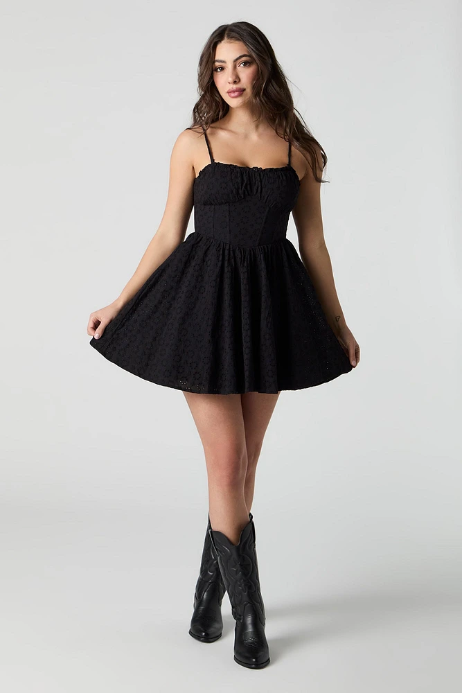 Eyelet Corset Mini Dress