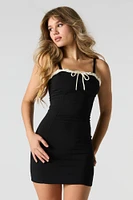 Contrast Ruffled Trim Bustier Mini Dress