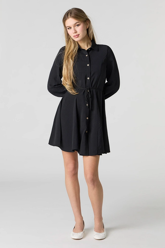 Button-Up Long Sleeve Mini Dress