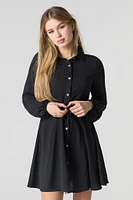 Button-Up Long Sleeve Mini Dress