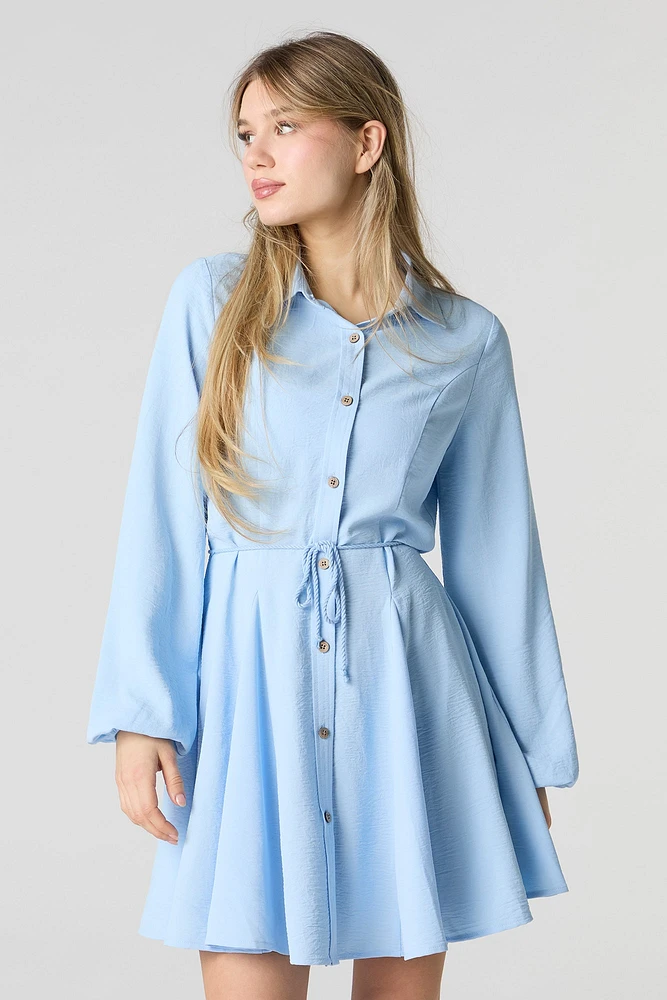 Button-Up Long Sleeve Mini Dress