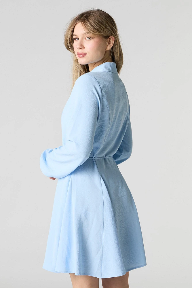 Button-Up Long Sleeve Mini Dress