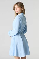 Button-Up Long Sleeve Mini Dress