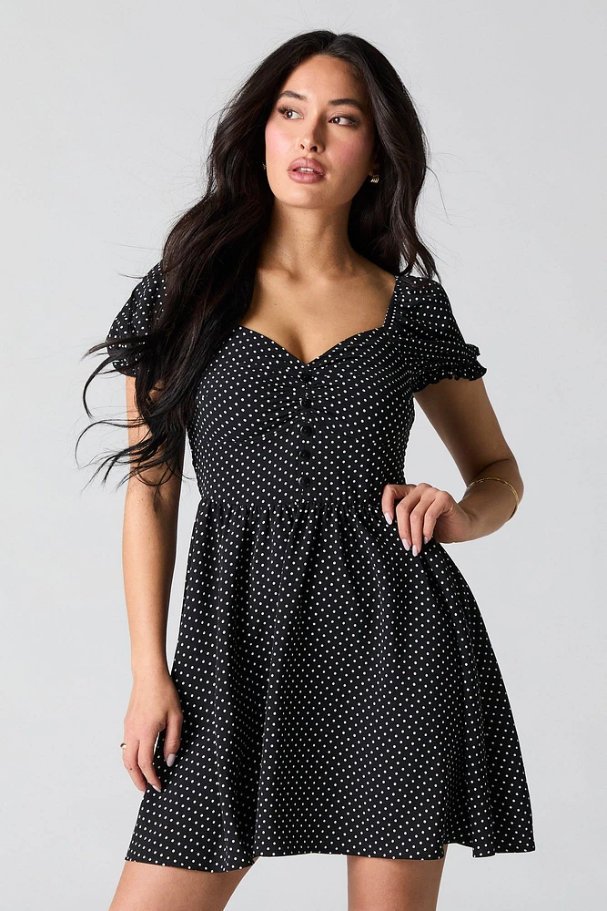Flowy Button Front Mini Dress