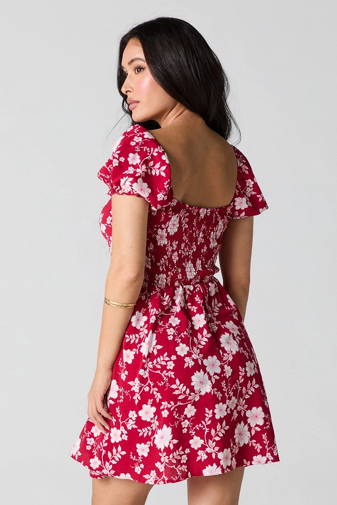 Flowy Button Front Mini Dress