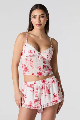 Short volanté en chiffon imprim
