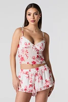 Short volanté en chiffon imprim