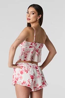 Short volanté en chiffon imprim