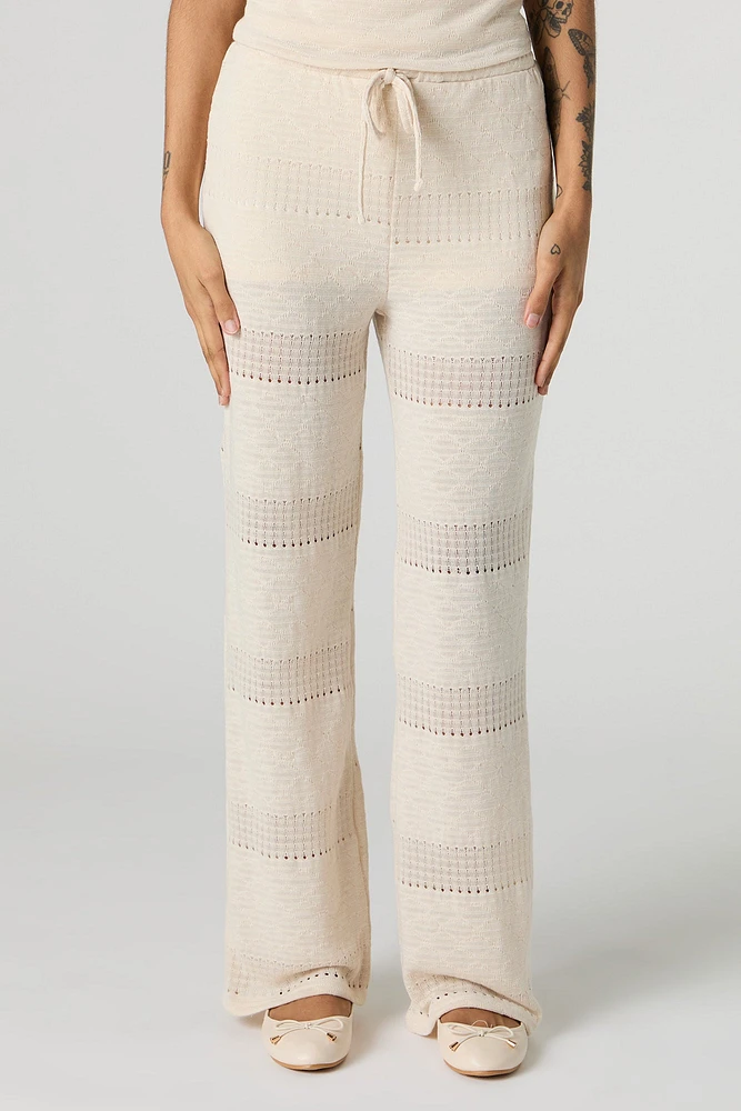 Pointelle Knit Wide Leg Pant