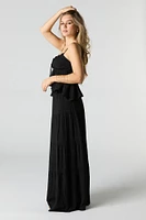 Solid Tiered Maxi Skirt