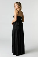 Solid Tiered Maxi Skirt