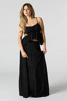 Solid Tiered Maxi Skirt