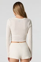 Knit Cropped Long Sleeve Top