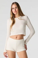 Knit Cropped Long Sleeve Top