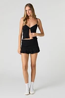 Pointelle Knit Ruffle Mini Skort