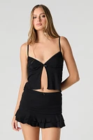 Pointelle Knit Ruffle Mini Skort