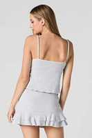 Pointelle Knit Ruffle Mini Skort