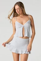 Pointelle Knit Ruffle Mini Skort
