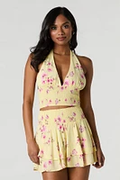 Floral Smocked Mini Skirt