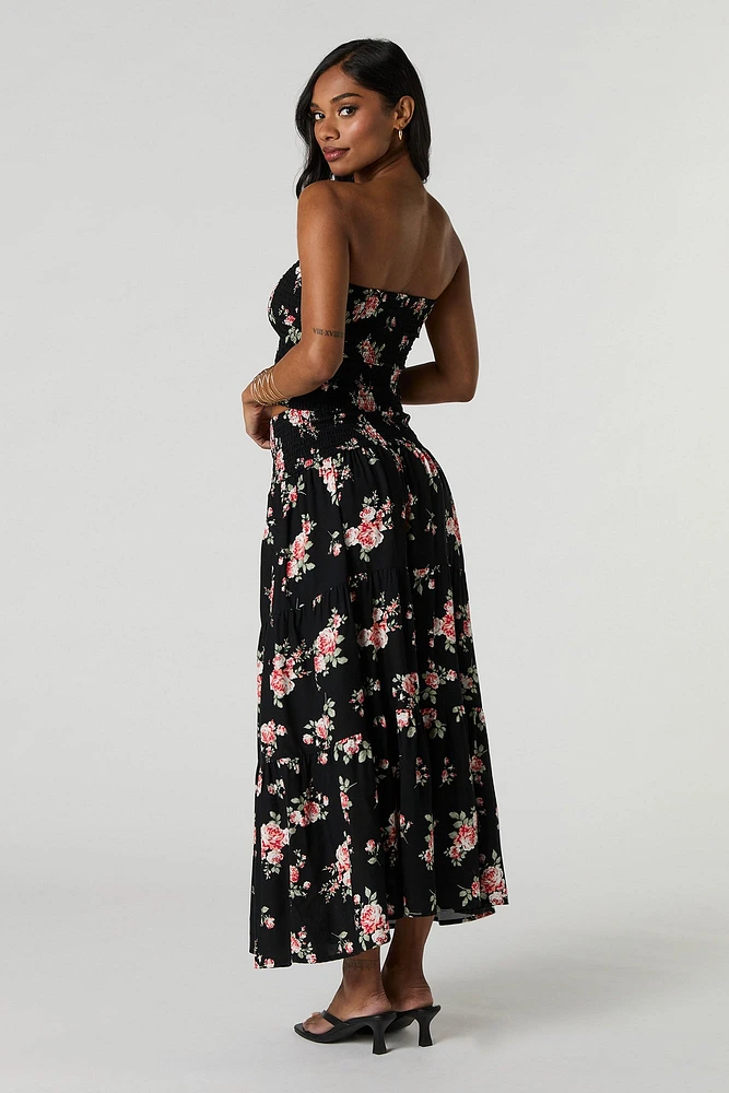 Floral Smocked Maxi Skirt