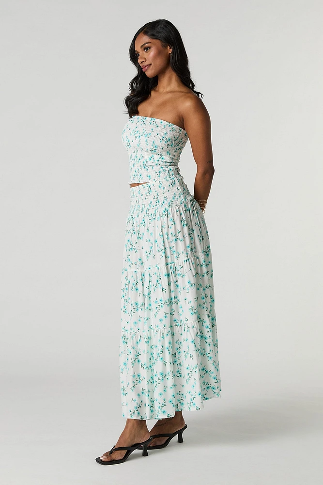 Floral Smocked Maxi Skirt