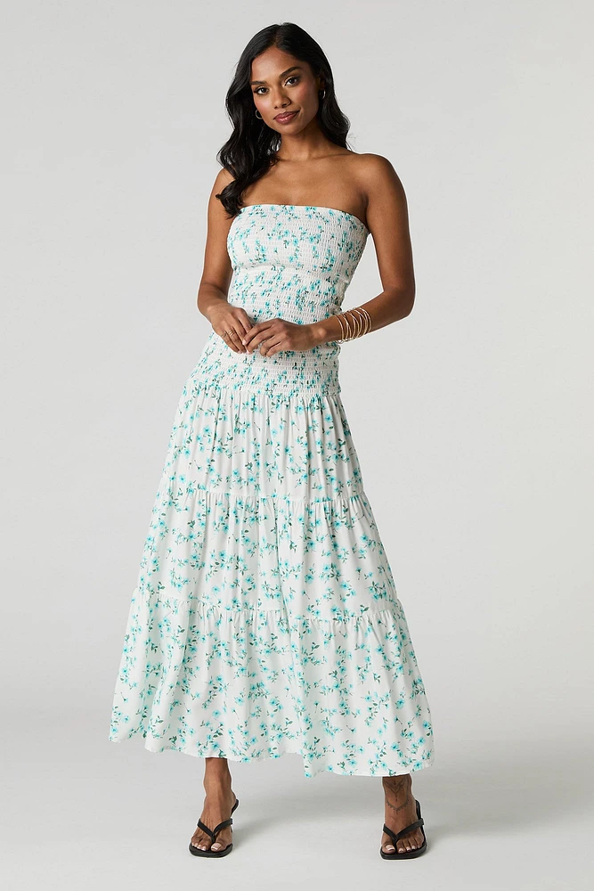 Floral Smocked Maxi Skirt