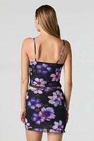 Floral Mesh Layered Mini Skirt