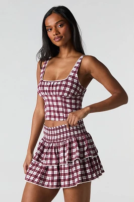 Plaid Tiered Mini Skort