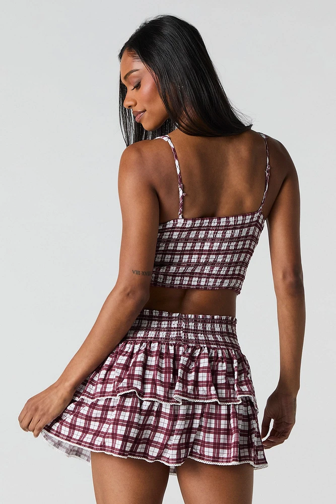 Plaid Tiered Mini Skort