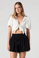 Tassel Drawstring Flowy Short