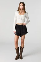 Lace Trim Elastic Waist Short