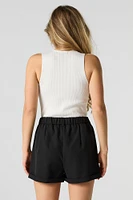 Elastic Waist Rolled Hem Short