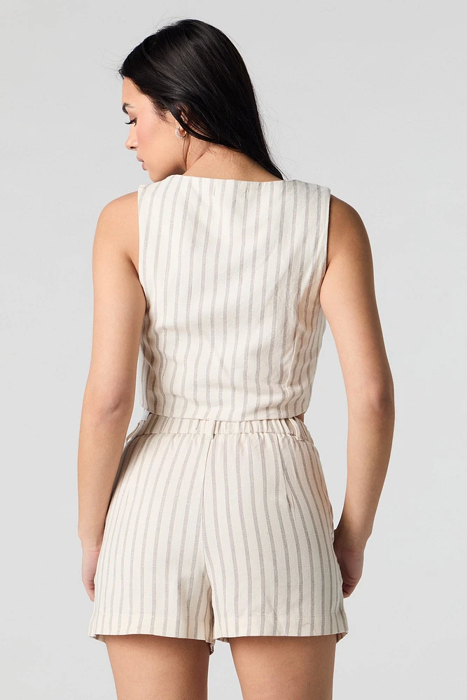 Robe-short en mélange de lin