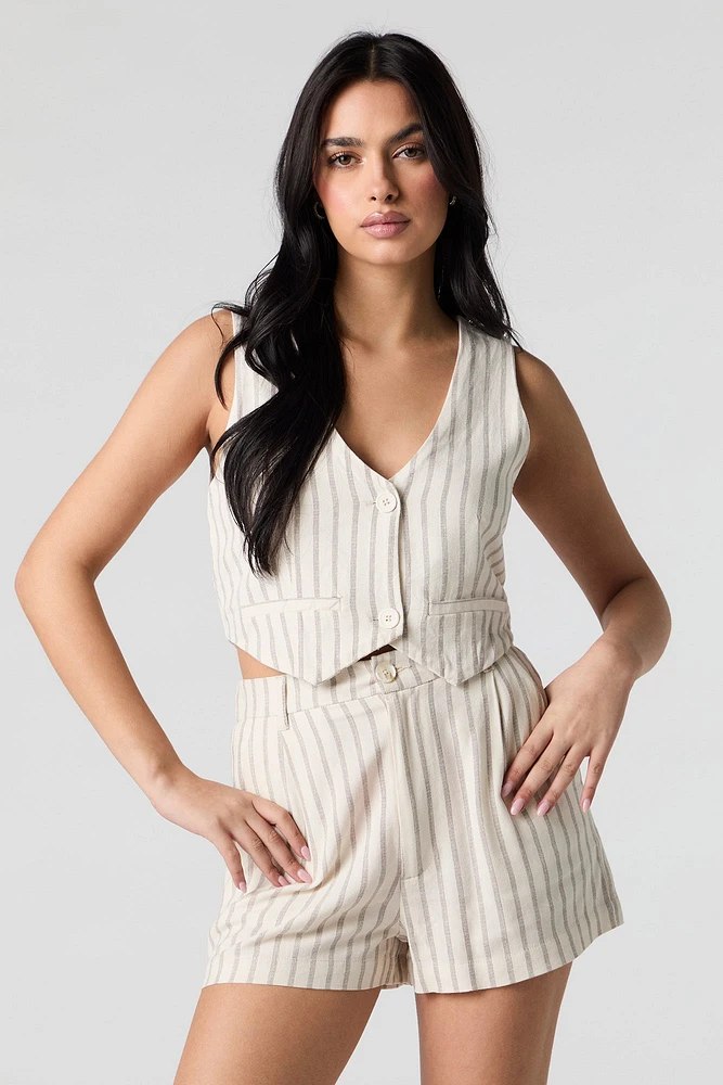 Robe-short en mélange de lin