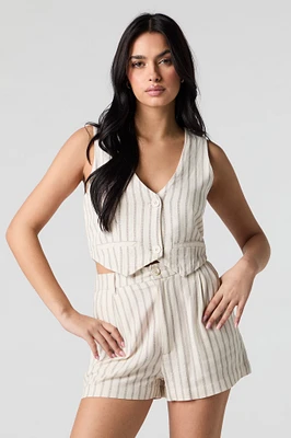 Robe-short en mélange de lin