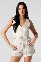 Robe-short en mélange de lin