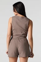 Linen-Blend Dress Short