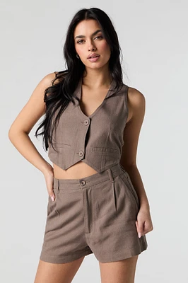Linen-Blend Dress Short
