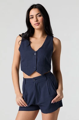 Linen-Blend Dress Short
