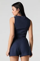 Linen-Blend Dress Short
