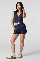 Linen-Blend Dress Short